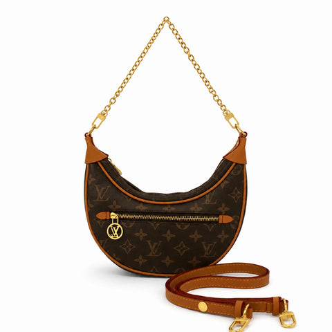 Loop Toile Monogram: Marron foncé et cognac -