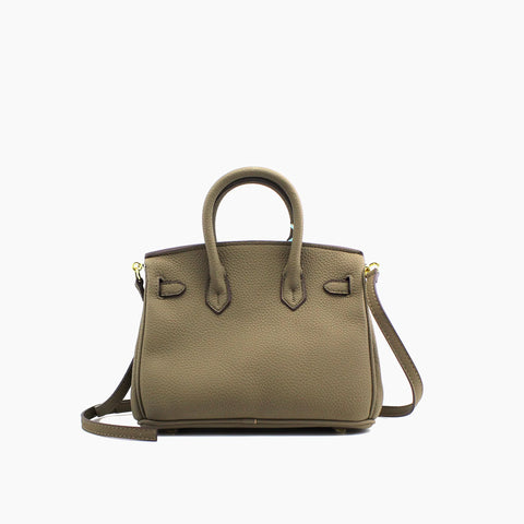 Birkin d'Hermès Cuir kaki clair et accessoires beige et bleu./mini sac