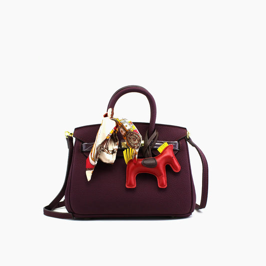 Birkin d'Hermès Cuir bordeaux foncé et accessoires rouge et blanc/mini sac