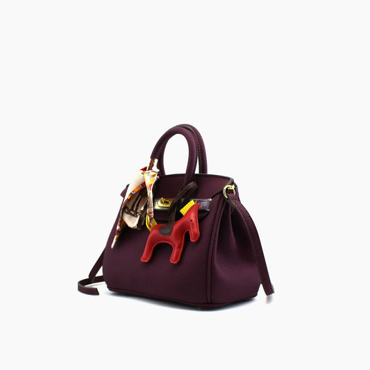 Birkin d'Hermès Cuir bordeaux foncé et accessoires rouge et blanc/mini sac