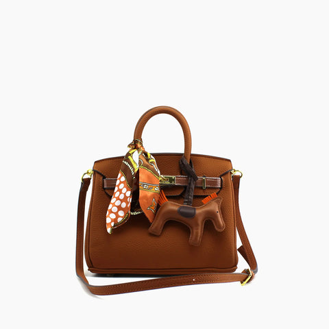 Birkin d'Hermès Cuir marron camel et accessoires marron et orange/mini sac