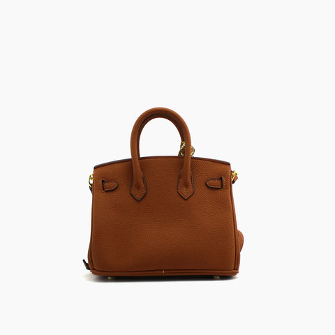 Birkin d'Hermès Cuir marron camel et accessoires marron et orange/mini sac