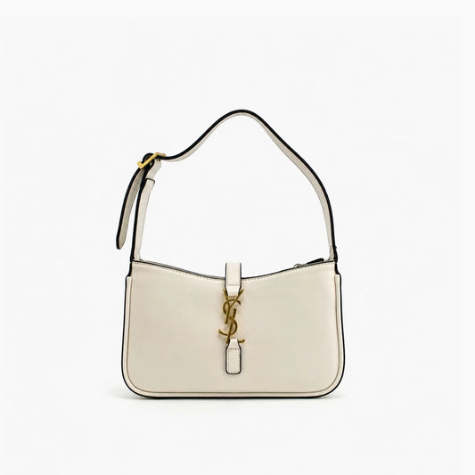 Saint Laurent : Cuir blanc et fermoir doré