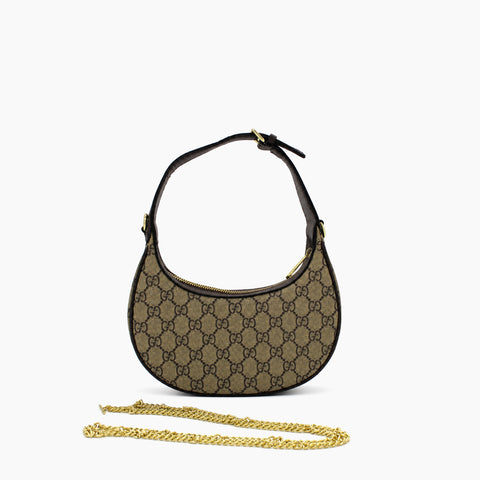 Demi-lune Gucci Ophidia: Beige et ébène, cuir marron-