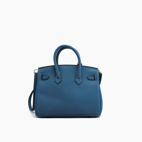 Birkin d'Hermès Cuir bleu canard et accessoires bleu clair et jaune./mini sac