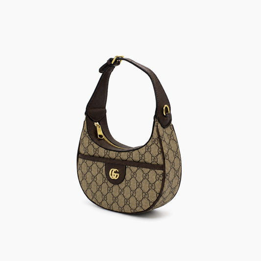Demi-lune Gucci Ophidia: Beige et ébène, cuir marron-