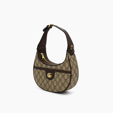 Demi-lune Gucci Ophidia: Beige et ébène, cuir marron-
