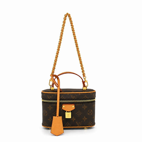 Louis Vuitton Vanity PM: Marron foncé, marron camel et doré -