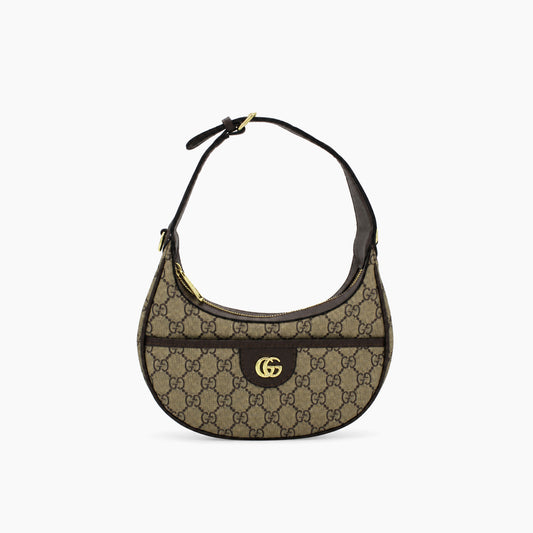 Demi-lune Gucci Ophidia: Beige et ébène, cuir marron-