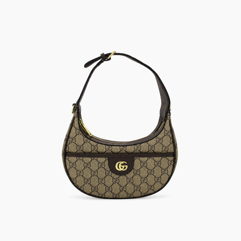 Demi-lune Gucci Ophidia: Beige et ébène, cuir marron-