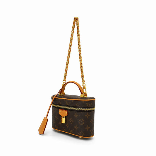 Louis Vuitton Vanity PM: Marron foncé, marron camel et doré -