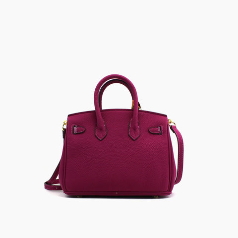 Birkin d'Hermès Cuir rose fuchsia et accessoires marron, orange et bleu ciel/mini sac