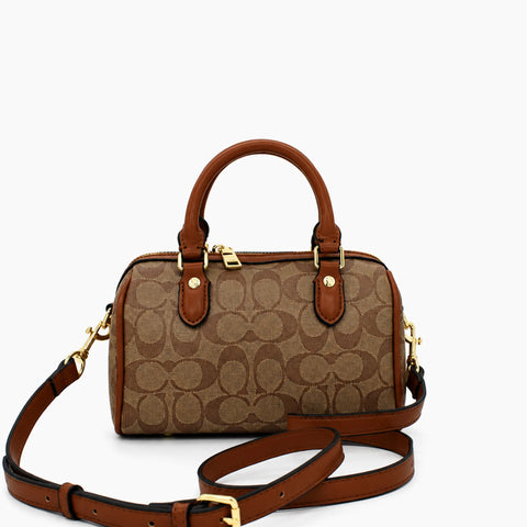 Rowan en toile mini: Beige & Cognac -