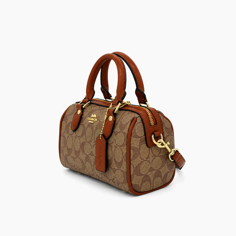 Rowan en toile mini: Beige & Cognac -