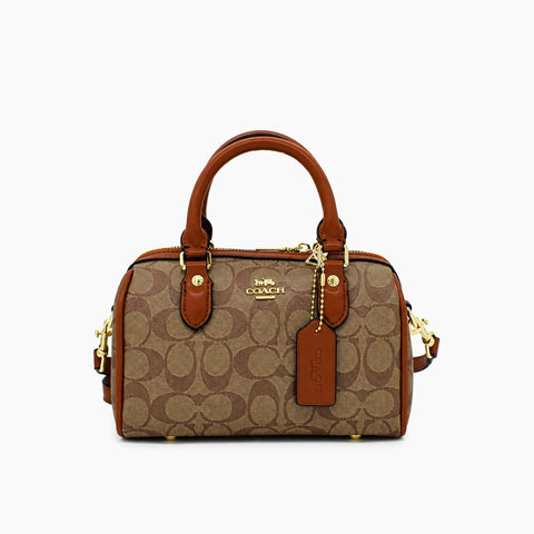 Rowan en toile mini: Beige & Cognac -