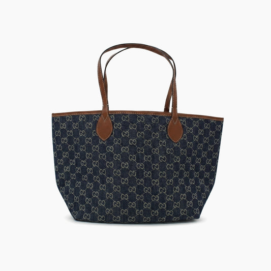 Gucci Totissima (grand): Bleu marine et marron cognac -