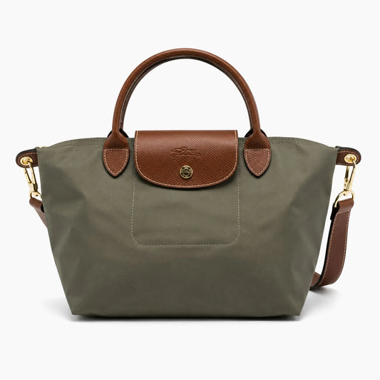 Le Pliage Neo: Vert kaki avec des détails en cuir marron