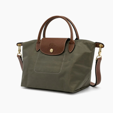 Le Pliage Neo: Vert kaki avec des détails en cuir marron