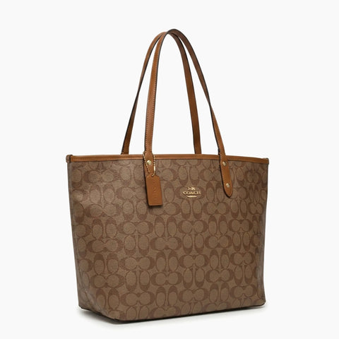 Sac Cabas City en toile: Marron & Beige -