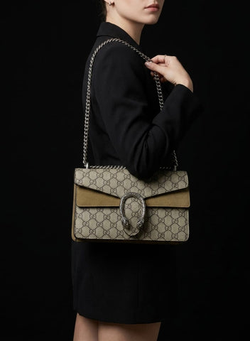 Gucci Dionysus: beige/ébène et daim jaune moutarde