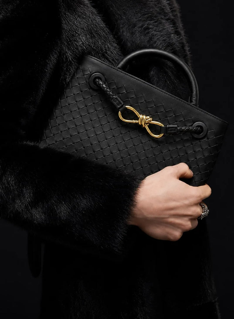 Sac Andiamo Tressé Luxe: Noir profond