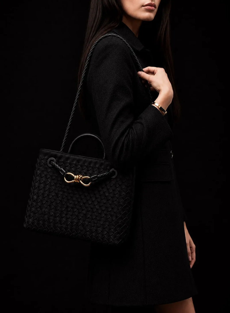 Sac Andiamo Tressé Luxe: Noir profond