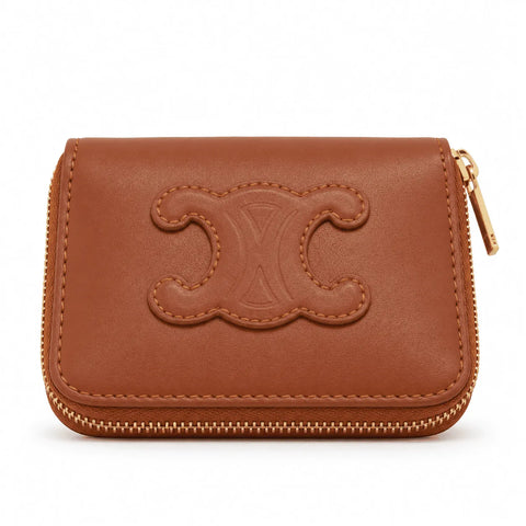 Céline Portefeuille compact zippé Triomphe: Camel