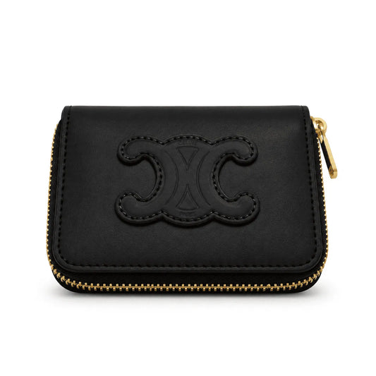 Céline Portefeuille compact zippé Triomphe: Noir