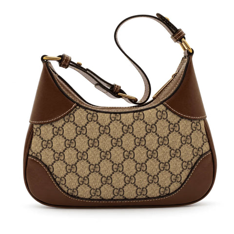 Gucci Ophidia mini sac à bandoulière demi-lune : Beige et ébène, cuir marron