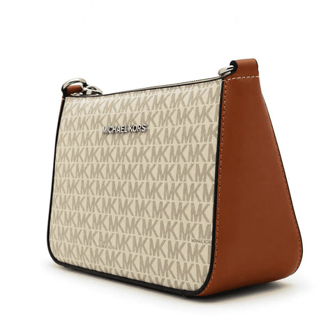 MK Pochette ou mini sac porté épaule : Beige avec des détails en camel