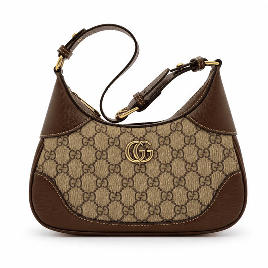 Gucci Ophidia mini sac à bandoulière demi-lune : Beige et ébène, cuir marron