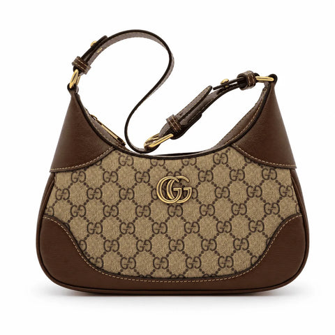 Gucci Ophidia mini sac à bandoulière demi-lune : Beige et ébène, cuir marron