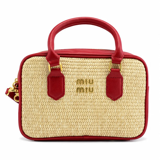 Miu Miu Bowling en raphia: Bordeaux