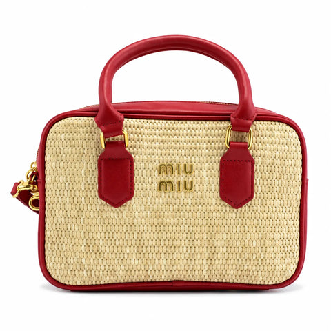 Miu Miu Bowling en raphia: Bordeaux