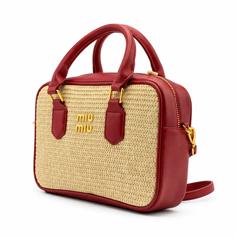 Miu Miu Bowling en raphia: Bordeaux