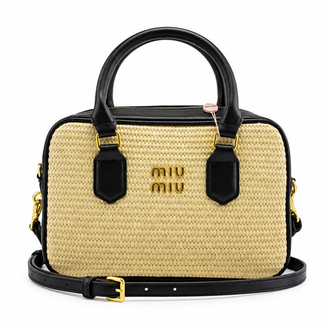 Miu Miu Bowling en raphia: Noir