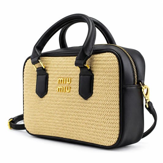 Miu Miu Bowling en raphia: Noir